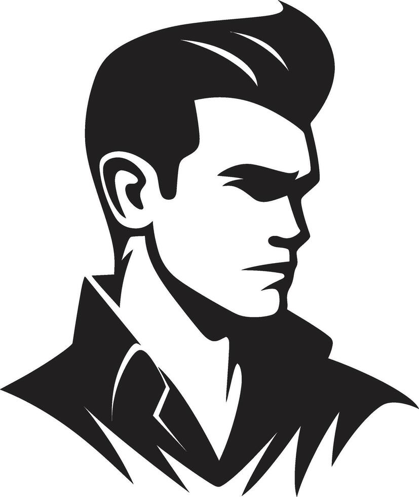 Dapper Charm Insignia Stylish Male Face Vector Icon for Fashionable Appeal Modern Masculinity Badge Trendy Male Face Logo Design for Contemporary Edge