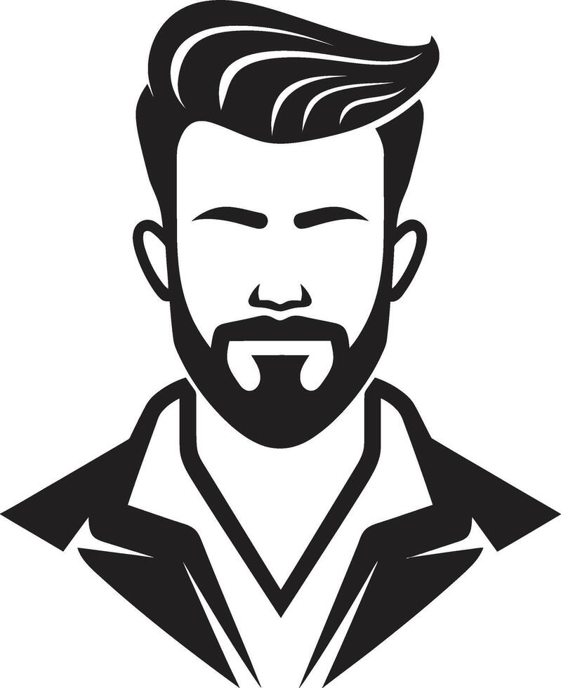 Serene Silhouette Crest Calm Male Face Vector Icon with Subtle Lines Artistic Allure Insignia Vector Logo for Creative Male Face Illustration