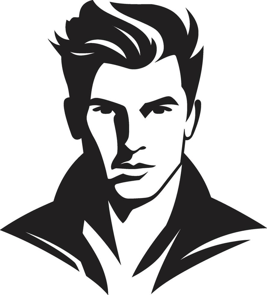 contemporáneo confianza cresta vector diseño para negrita masculino cara ilustración cincelado encanto insignias atractivo masculino cara icono en sorprendentes detalle