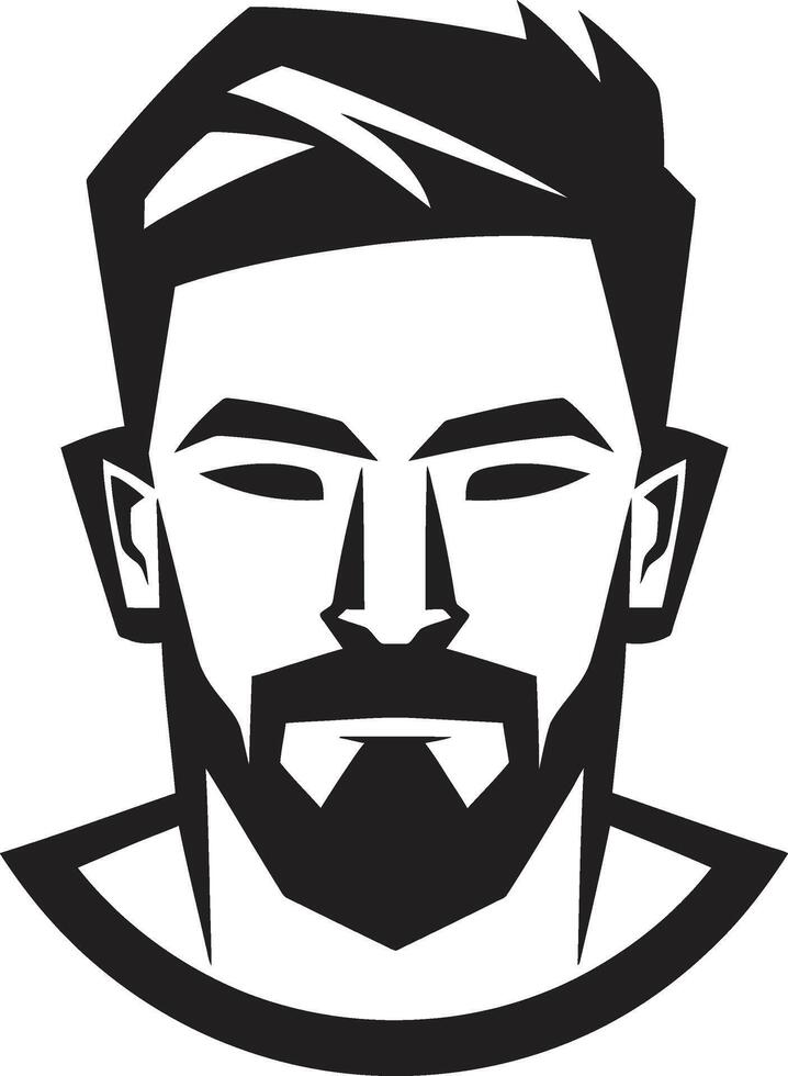 Sculpted Sophistication Crest Male Face Vector Icon with Refined Features Dapper Demeanor Insignia Vector Design for Fashionable Male Face Logo