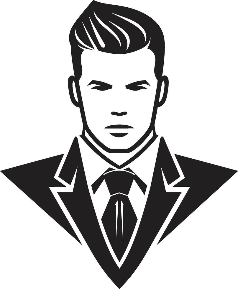 Genteel Gaze Badge Elegant Male Face Icon in Refined Detail Poised Profile Crest Vector Design for Graceful Male Face Logo