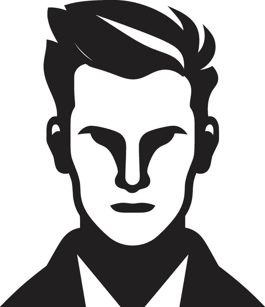 Dapper Demeanor Crest Fashionable Male Face Logo Design with Distinct Style Sculpted Sophistication Insignia Refined Male Face Vector Icon for Elegance