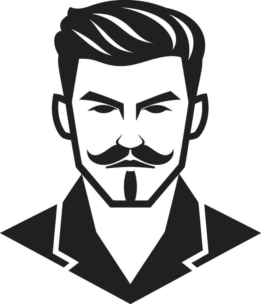 Dapper Demeanor Crest Fashionable Male Face Logo Design with Distinct Style Sculpted Sophistication Insignia Refined Male Face Vector Icon for Elegance