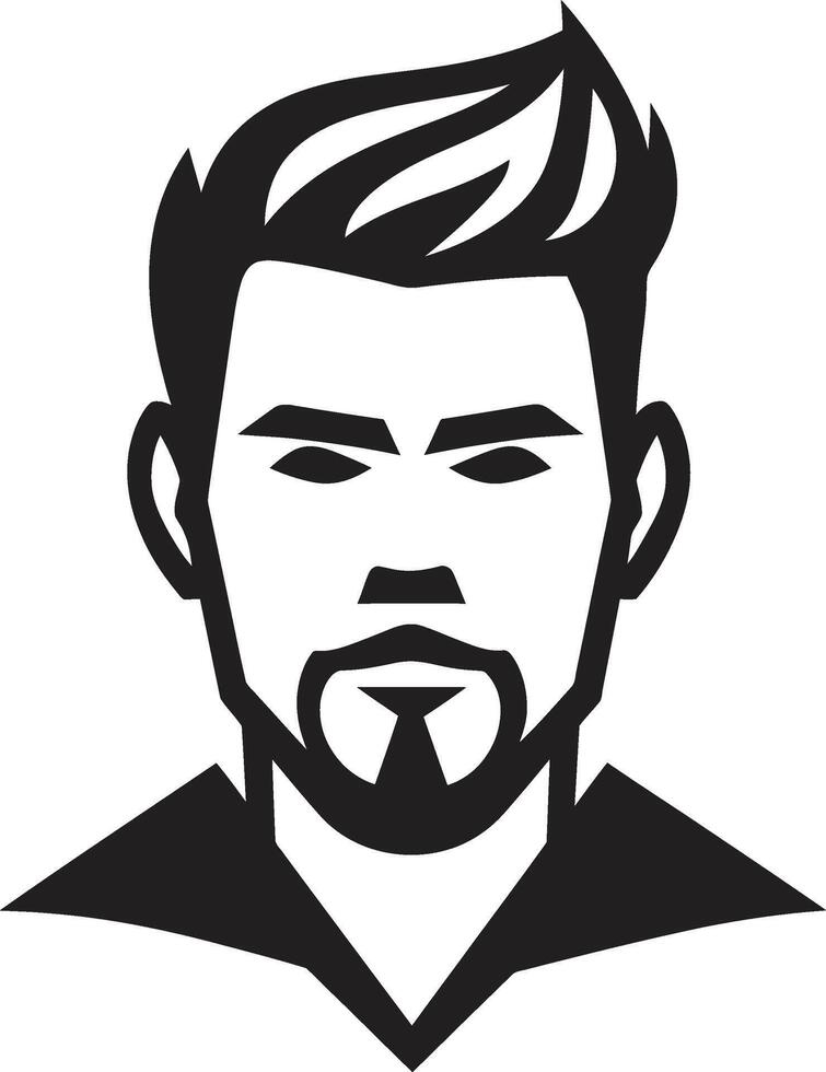 Artistic Allure Crest Creative Male Face Logo Design in Captivating Detail Genteel Gaze Insignia Elegant Male Face Icon with Refined Features vector