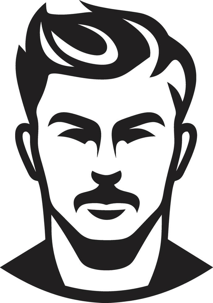 Timeless Trademark Badge Classic Male Face Vector Icon for Iconic Branding Contemporary Confidence Crest Vector Design for Bold Male Face Illustration