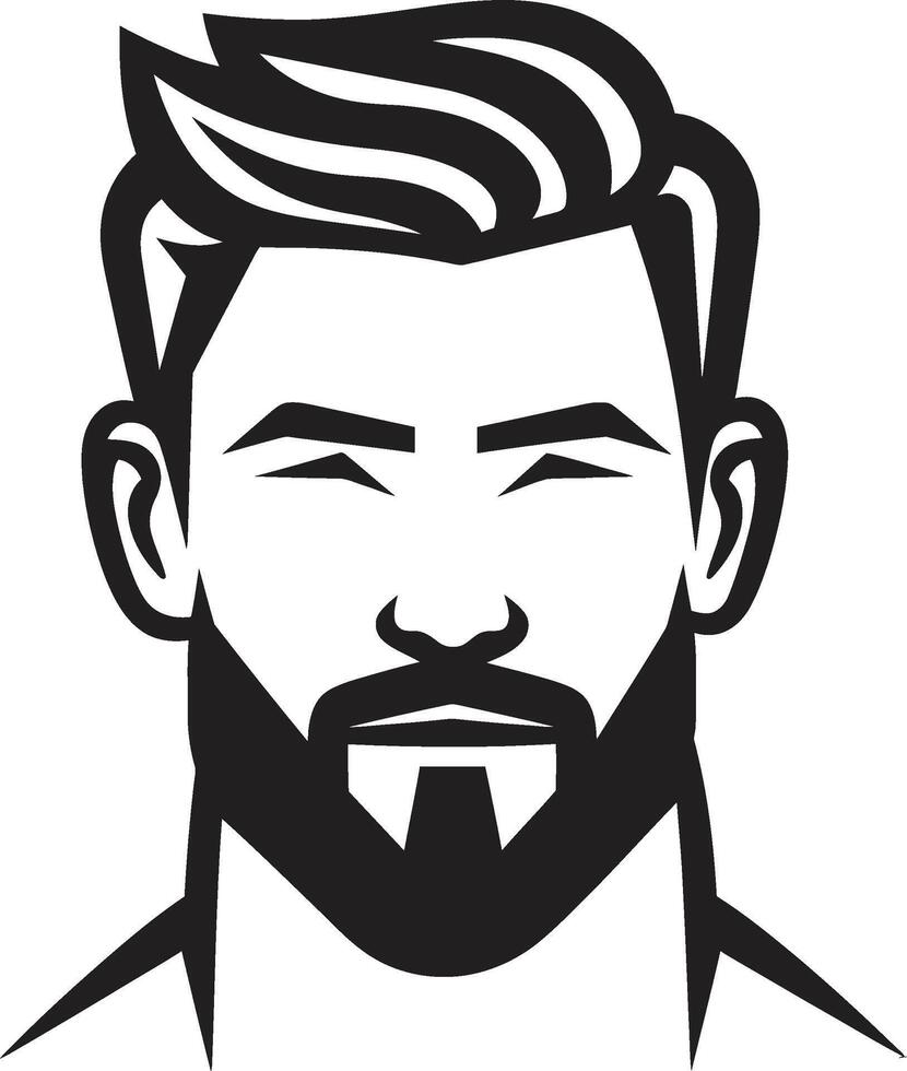 Serene Silhouette Badge Calm Male Face Vector Design with Subtle Lines Artistic Allure Crest Creative Male Face Logo Design in Captivating Detail