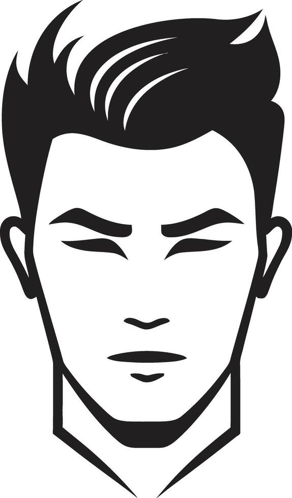 Chiseled Charm Insignia Attractive Male Face Icon in Striking Detail Suave Silhouette Badge Stylish Male Face Vector Design with Smooth Lines