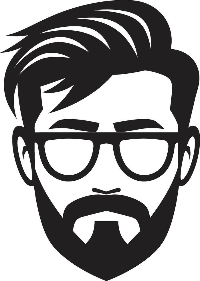 Artistic Allure Crest Male Face Vector Icon with Creative Flair Genteel Gaze Insignia Vector Logo for Elegant Male Face Illustration