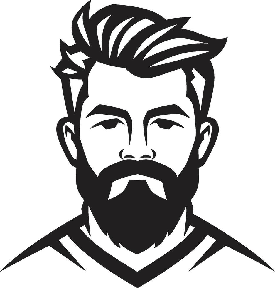 Poised Profile Badge Vector Design for Graceful Male Face Illustration Bold Gaze Crest Confident Male Face Vector Icon for Striking Presence