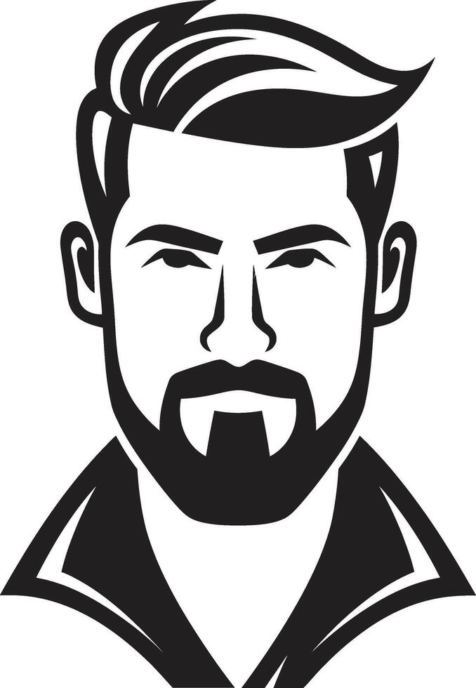Bold Gaze Crest Confident Male Face Vector Icon for Striking Presence Striking Sophistication Insignia Bold Male Face Logo Design with Impactful Style