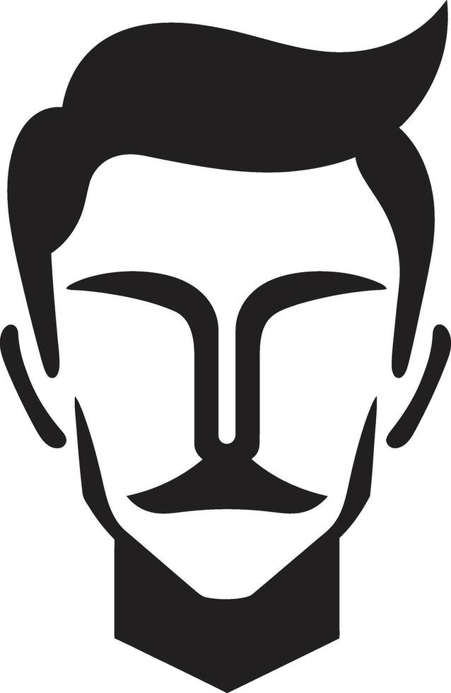 Expressive Elegance Insignia Vector Logo for Artistic Male Face Illustration Striking Symmetry Badge Balanced Male Face Vector Icon for Harmonious Appeal