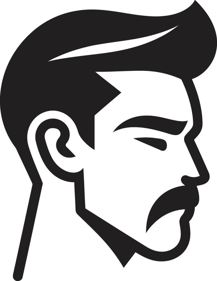 Striking Symmetry Badge Balanced Male Face Vector Icon for Harmonious Appeal Dapper Demeanor Crest Fashionable Male Face Logo Design with Distinct Style