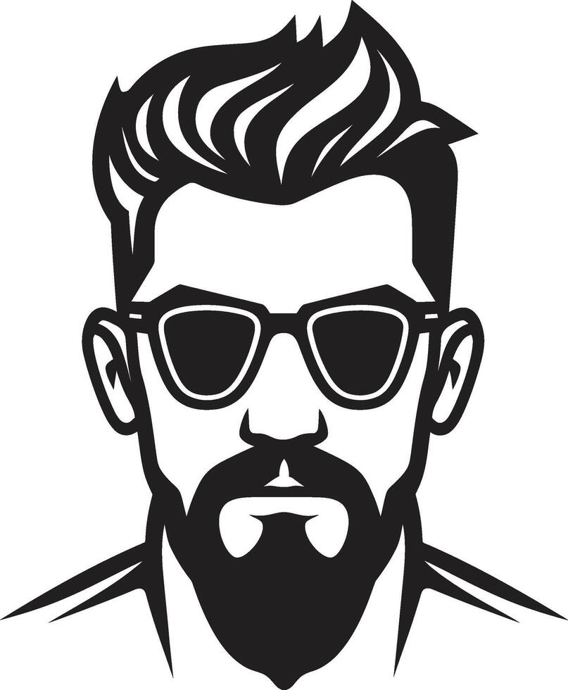 Contemporary Confidence Crest Vector Design for Bold Male Face Illustration Chiseled Charm Insignia Attractive Male Face Icon in Striking Detail