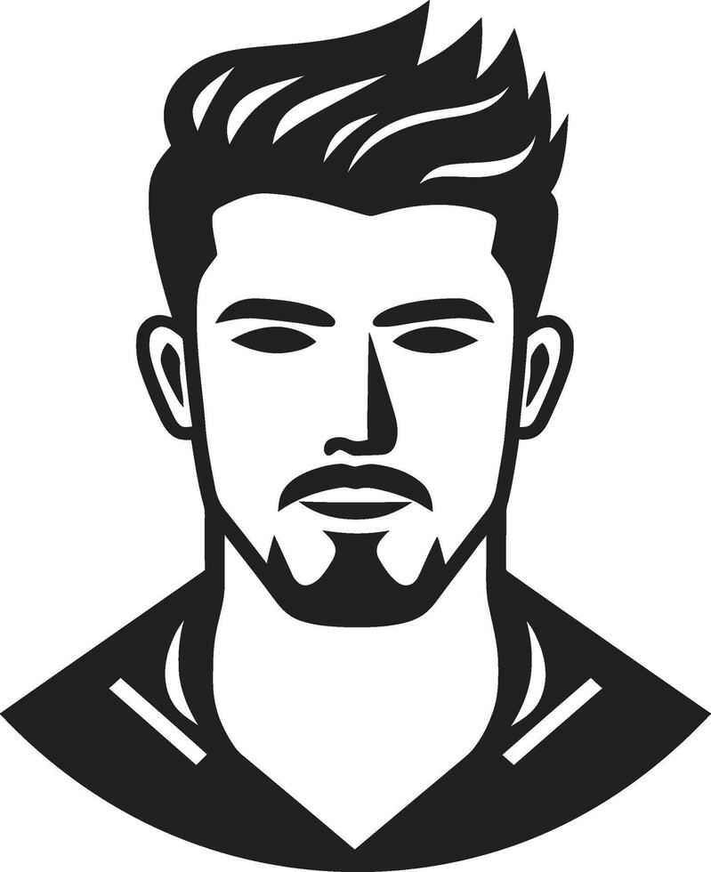 Bold Gaze Crest Confident Male Face Vector Icon for Striking Presence Striking Sophistication Insignia Bold Male Face Logo Design with Impactful Style