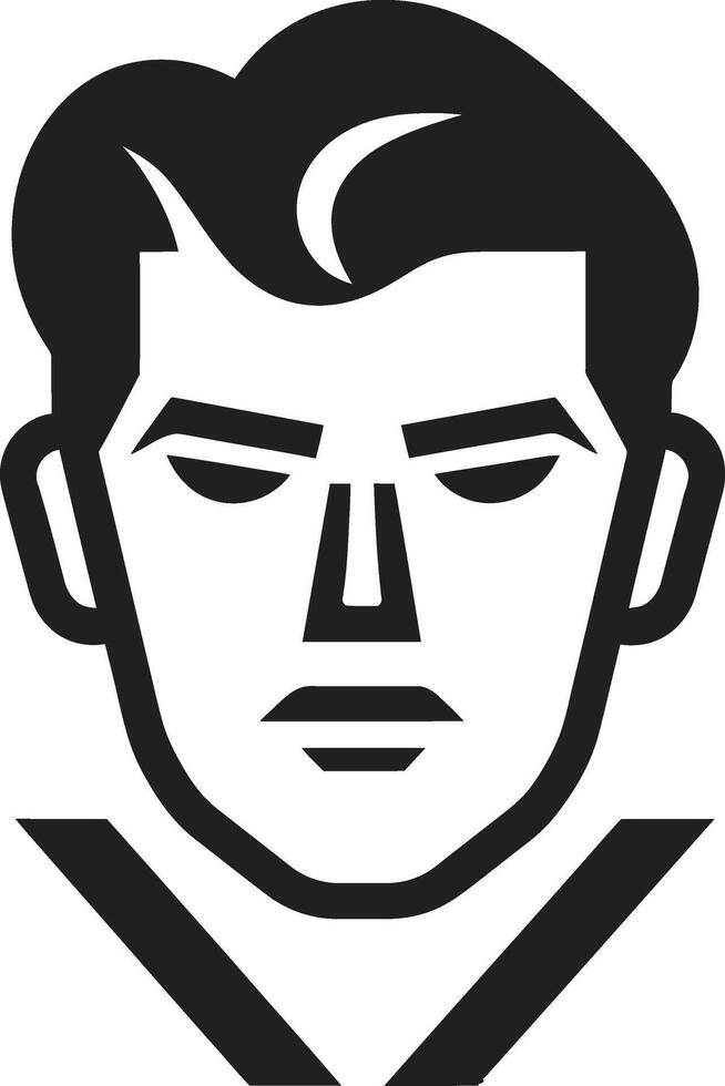 Poised Profile Badge Vector Design for Graceful Male Face Illustration Bold Gaze Crest Confident Male Face Vector Icon for Striking Presence