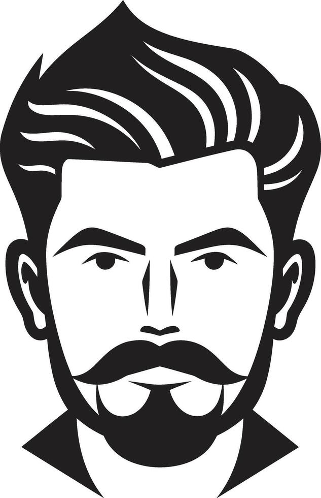 Chiseled Charm Badge Vector Design for Handsome Male Face Logo Expressive Elegance Crest Male Face Icon in Artistic Detail