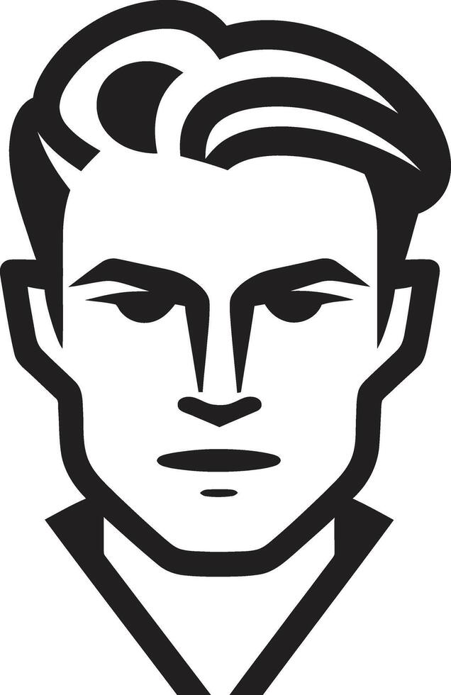 Genteel Gaze Insignia Vector Logo for Elegant Male Face Illustration Suave Silhouette Badge Stylish Male Face Icon with Smooth Lines