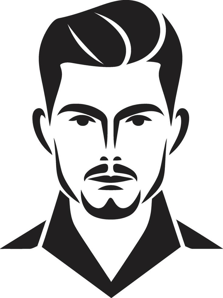 Genteel Gaze Insignia Elegant Male Face Icon with Refined Features Poised Profile Badge Vector Design for Graceful Male Face Illustration