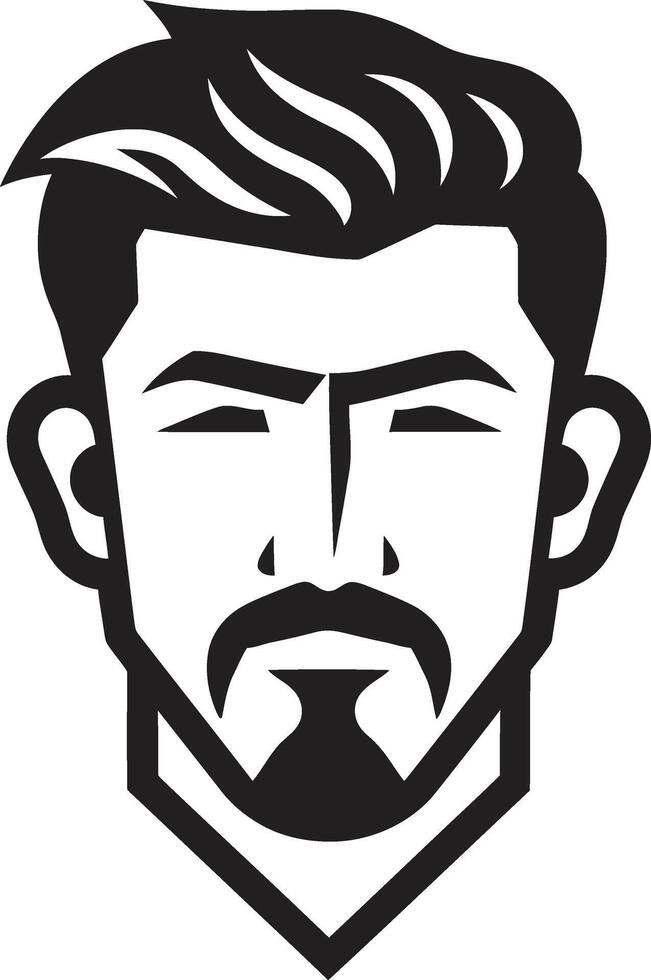 Expressive Elegance Insignia Vector Logo for Artistic Male Face Illustration Striking Symmetry Badge Balanced Male Face Vector Icon for Harmonious Appeal