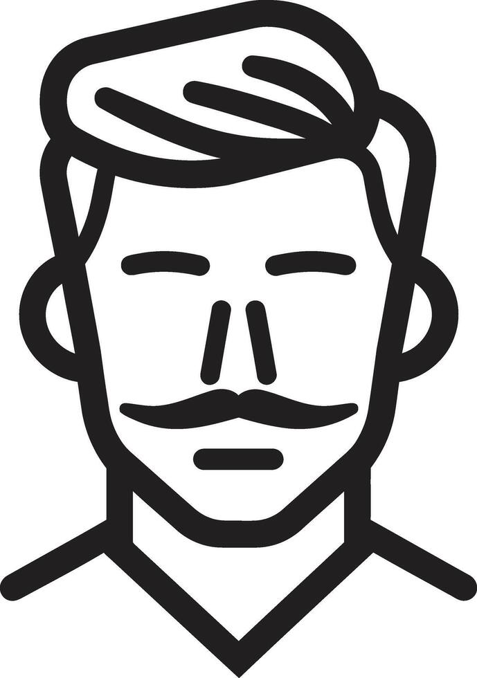 Bold Gaze Badge Confident Male Face Vector Icon for Striking Presence Sculpted Symmetry Crest Refined Male Face Logo Design with Balanced Features