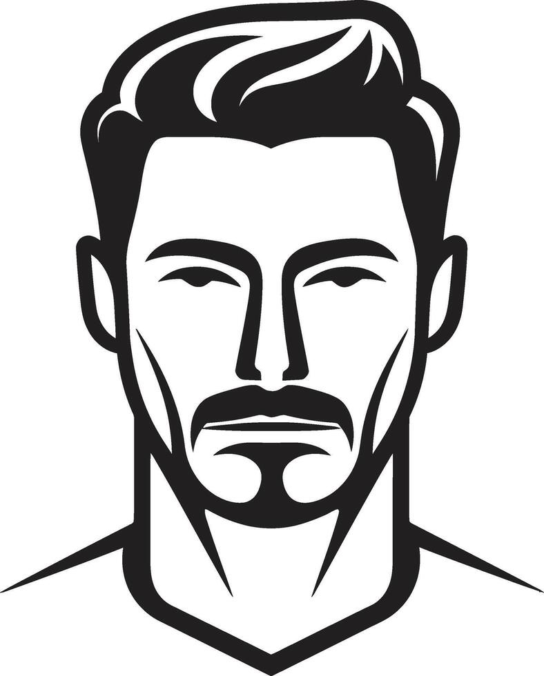Expressive Elegance Insignia Vector Logo for Artistic Male Face Illustration Striking Symmetry Badge Balanced Male Face Vector Icon for Harmonious Appeal