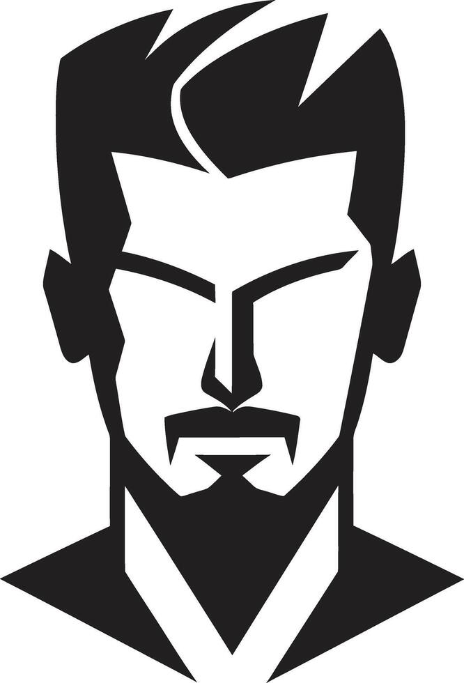 Poised Profile Badge Vector Design for Graceful Male Face Illustration Bold Gaze Crest Confident Male Face Vector Icon for Striking Presence