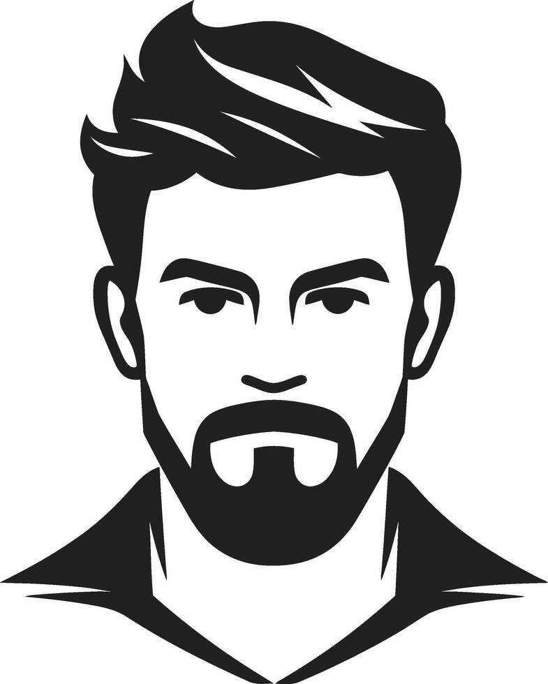 Sculpted Sophistication Insignia Refined Male Face Vector Icon for Elegance Dynamic Dexterity Badge Agile Male Face Logo Design for Vibrant Energy