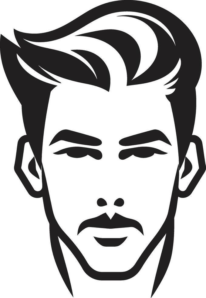 Striking Sophistication Insignia Bold Male Face Logo Design with Impactful Style Timeless Trademark Badge Classic Male Face Vector Icon for Iconic Branding