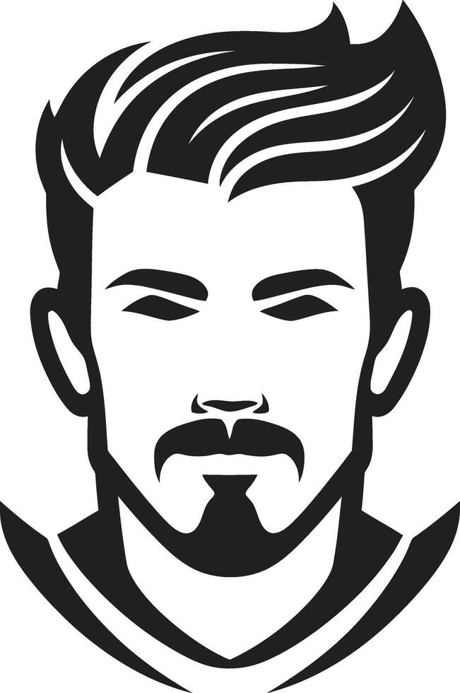 Expressive Elegance Insignia Vector Logo for Artistic Male Face Illustration Striking Symmetry Badge Balanced Male Face Vector Icon for Harmonious Appeal