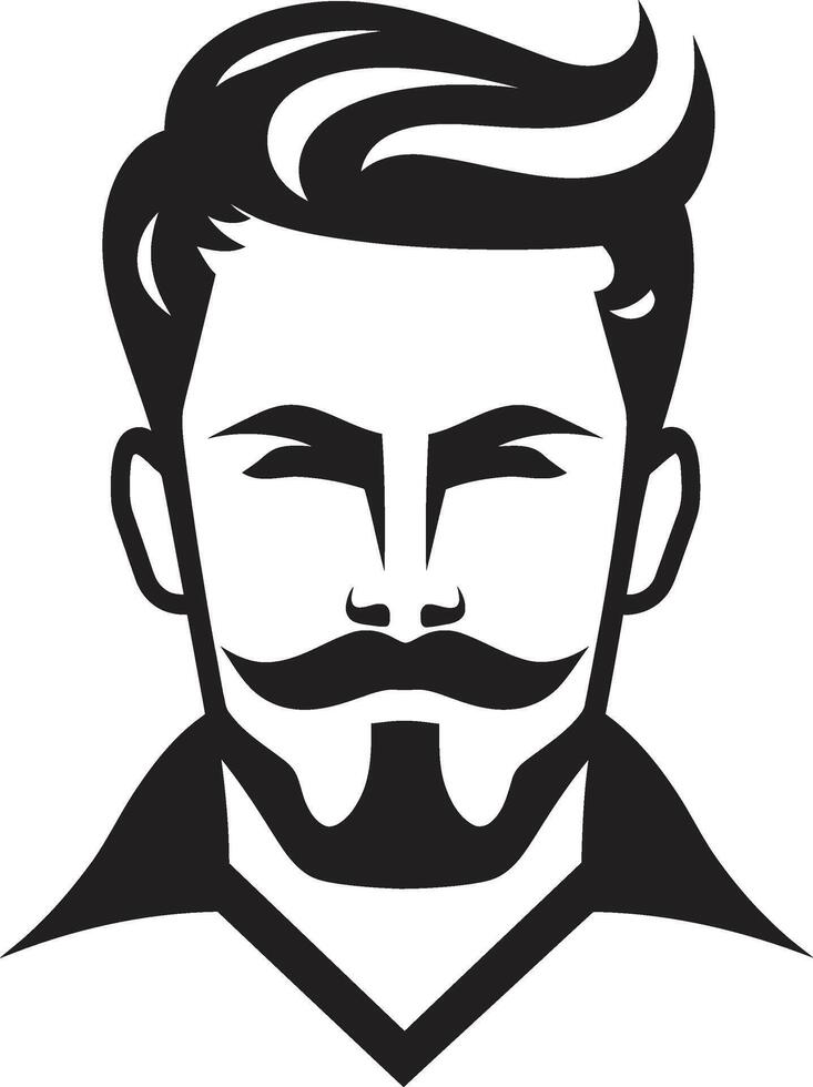 Dapper Demeanor Crest Fashionable Male Face Logo Design with Distinct Style Sculpted Sophistication Insignia Refined Male Face Vector Icon for Elegance