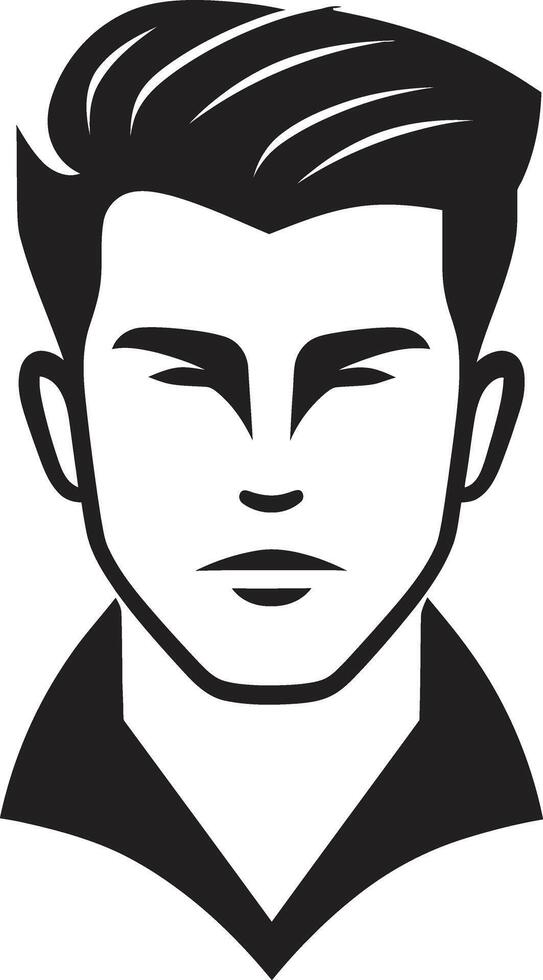 Chiseled Charm Insignia Vector Design for Attractive Male Face Logo Expressive Elegance Badge Male Face Icon in Artistic Detail