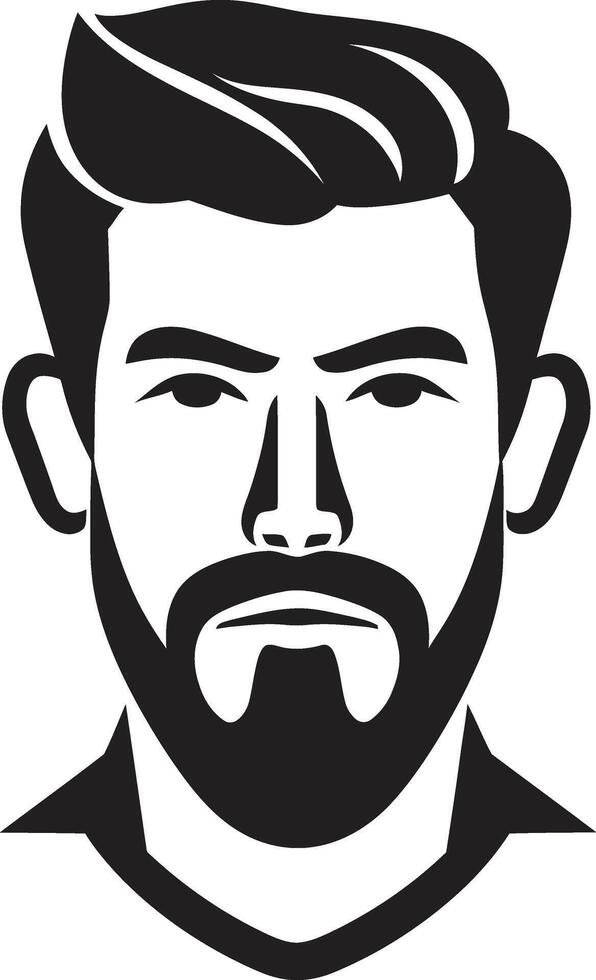 Artistic Allure Crest Creative Male Face Logo Design in Captivating Detail Genteel Gaze Insignia Elegant Male Face Icon with Refined Features vector