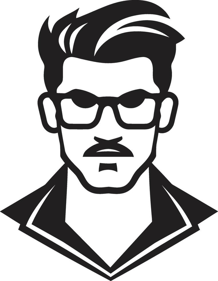 Expressive Elegance Insignia Vector Logo for Artistic Male Face Illustration Striking Symmetry Badge Balanced Male Face Vector Icon for Harmonious Appeal