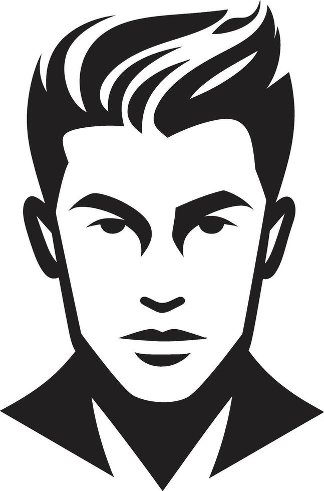 Refined Visage Insignia Vector Logo for Sophisticated Male Face Icon Serene Silhouette Badge Calm Male Face Vector Design with Subtle Lines