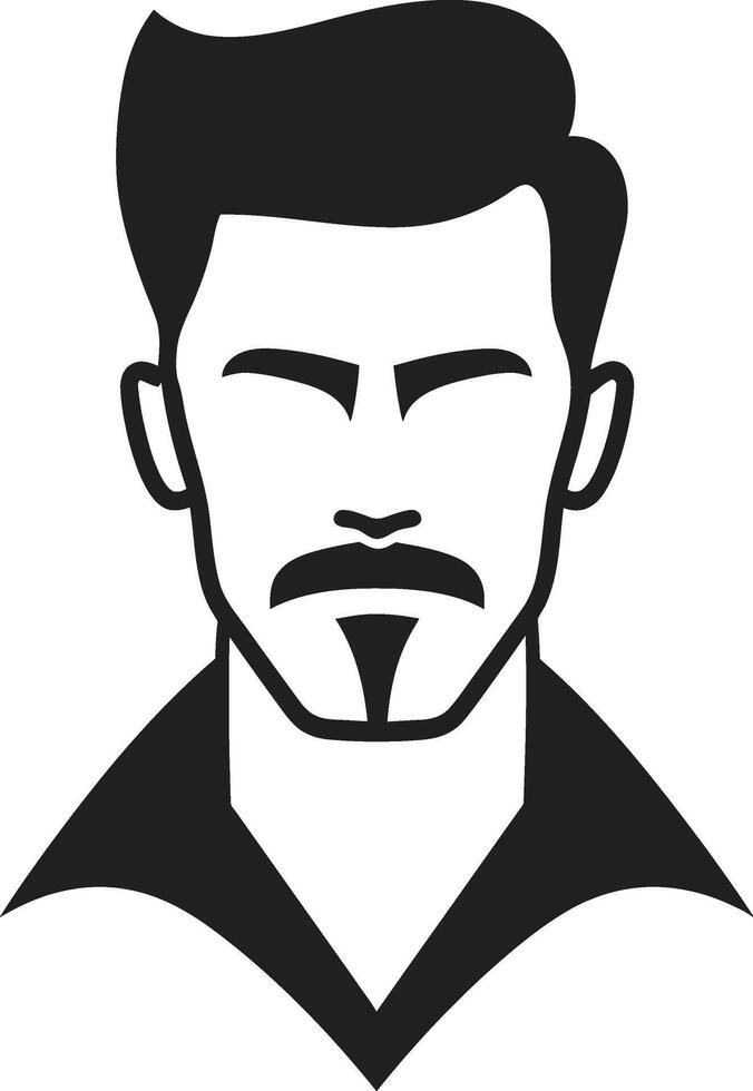 Genteel Gaze Insignia Elegant Male Face Icon with Refined Features Poised Profile Badge Vector Design for Graceful Male Face Illustration