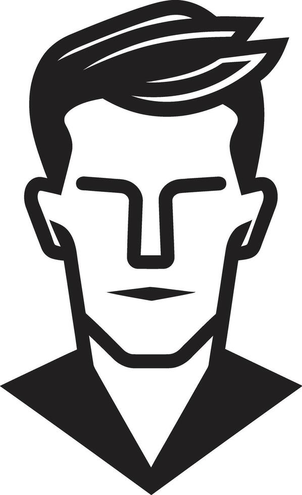 Sculpted Sophistication Insignia Refined Male Face Vector Icon for Elegance Dynamic Dexterity Badge Agile Male Face Logo Design for Vibrant Energy