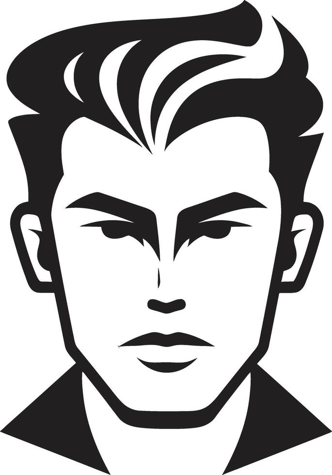 Artistic Allure Crest Creative Male Face Logo Design in Captivating Detail Genteel Gaze Insignia Elegant Male Face Icon with Refined Features vector