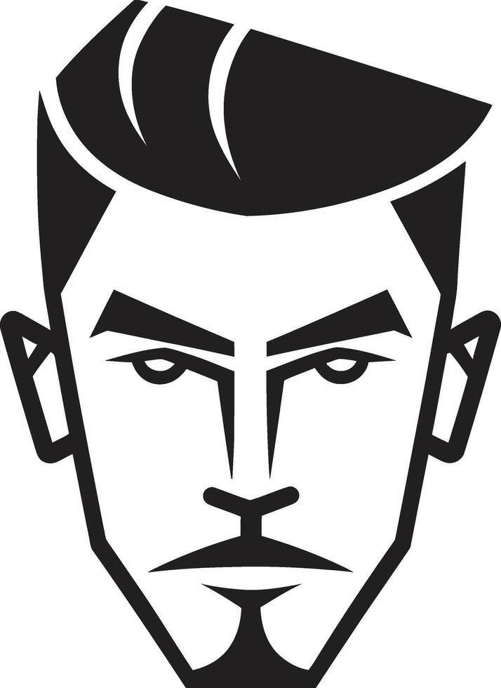 Timeless Trademark Badge Classic Male Face Vector Icon for Iconic Branding Contemporary Confidence Crest Vector Design for Bold Male Face Illustration