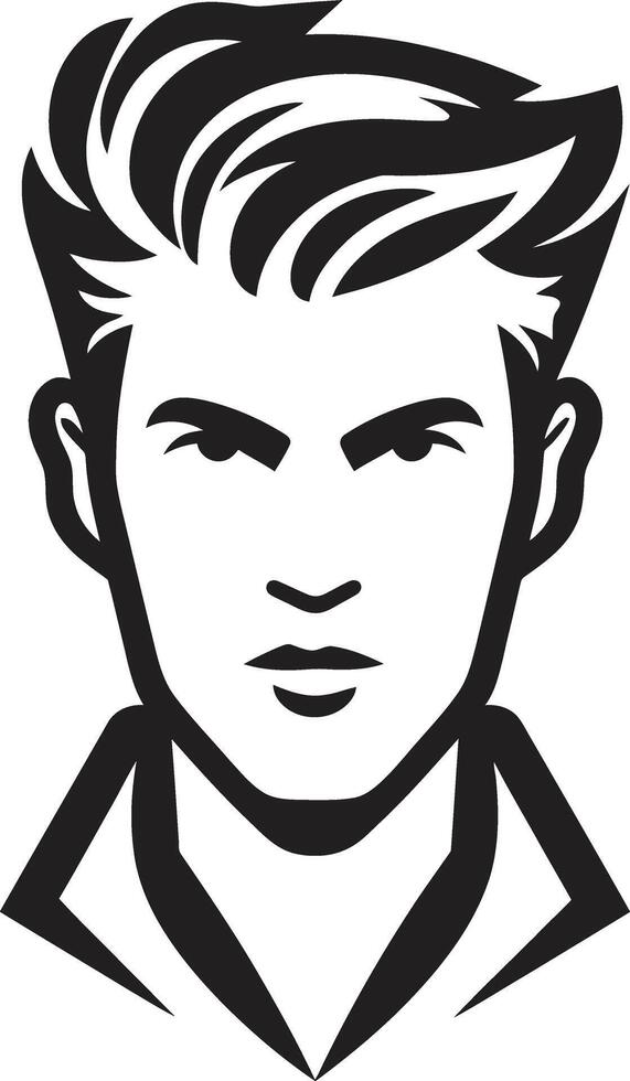 Rugged Resilience Crest Strong Male Face Logo Design for Impactful Presence Expressive Elegance Insignia Vector Logo for Artistic Male Face Illustration