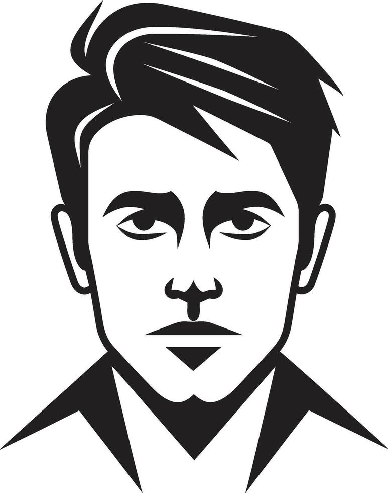 Serene Silhouette Badge Calm Male Face Vector Design with Subtle Lines Artistic Allure Crest Creative Male Face Logo Design in Captivating Detail