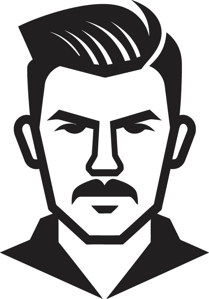 Bold Gaze Crest Vector Logo for Confident Male Face Illustration Sculpted Sophistication Insignia Male Face Vector Icon with Refined Features