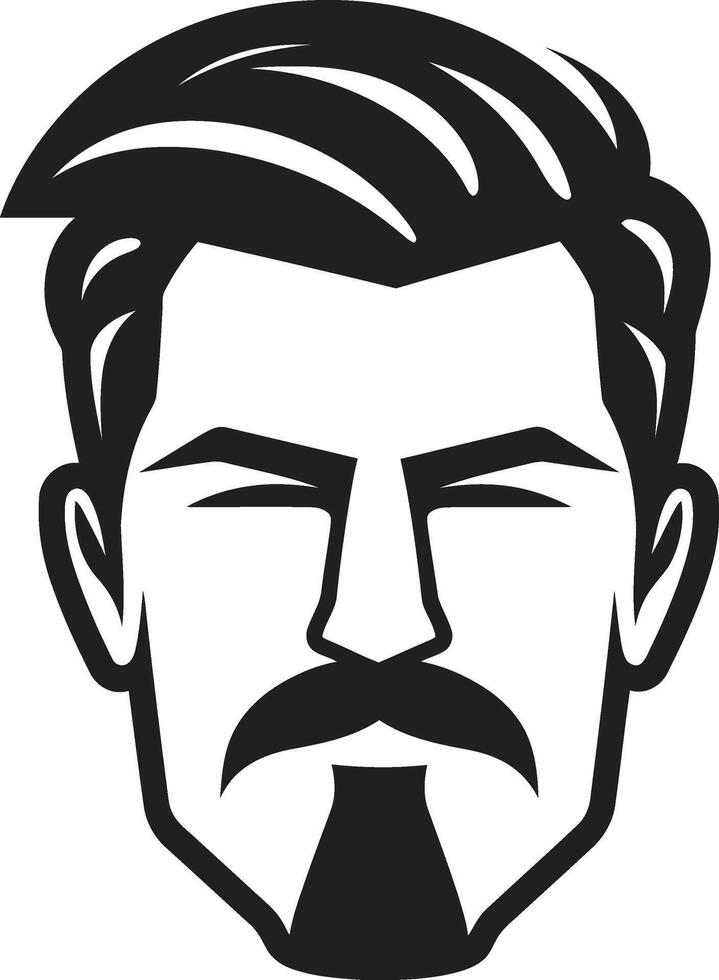 Contemporary Confidence Insignia Male Face Icon with Bold Presence Chiseled Charm Badge Vector Design for Attractive Male Face Logo