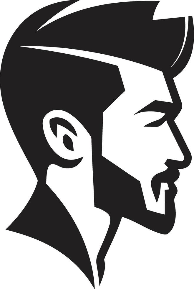 Expressive Elegance Insignia Male Face Icon in Artistic Detail Bold Gaze Crest Vector Logo for Confident Male Face Illustration