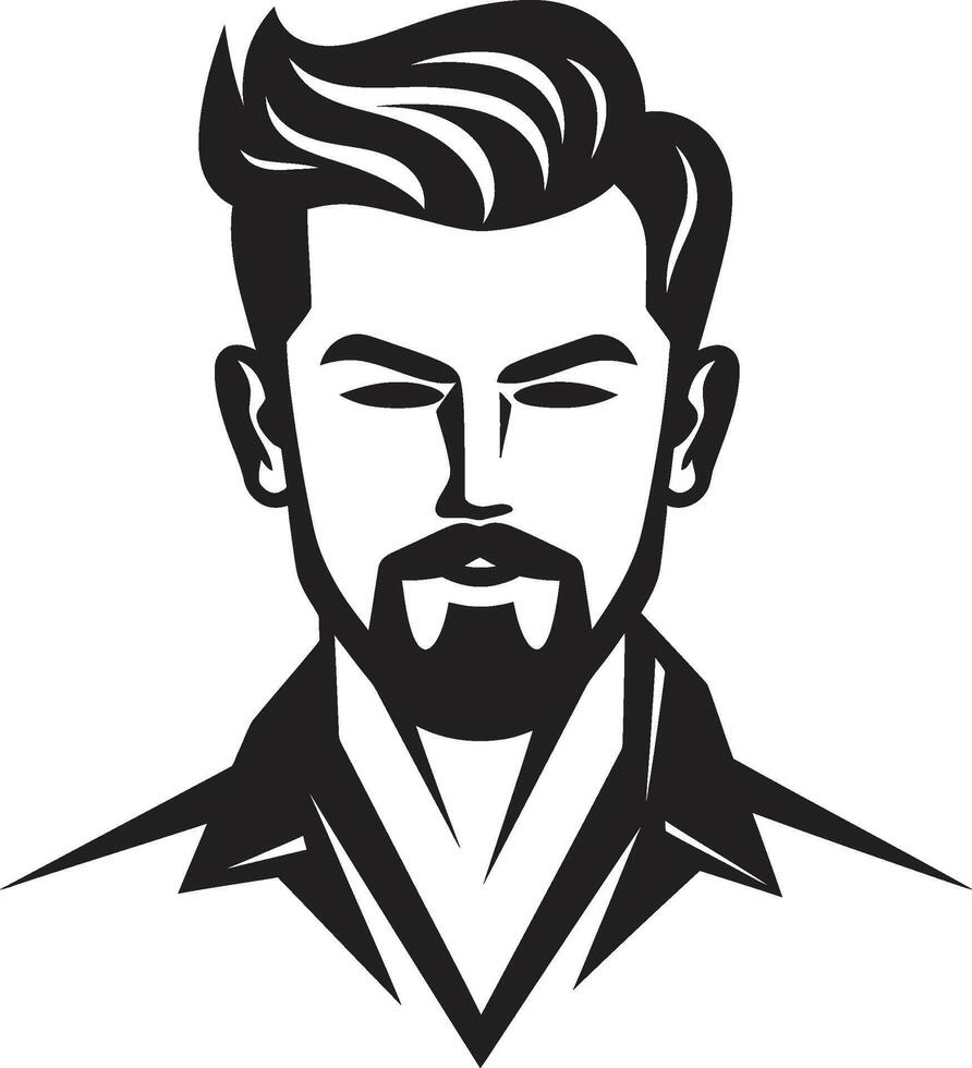 Striking Symmetry Insignia Vector Logo for Balanced Male Face Illustration Contemporary Charisma Badge Male Face Icon in Modern Artistic Form