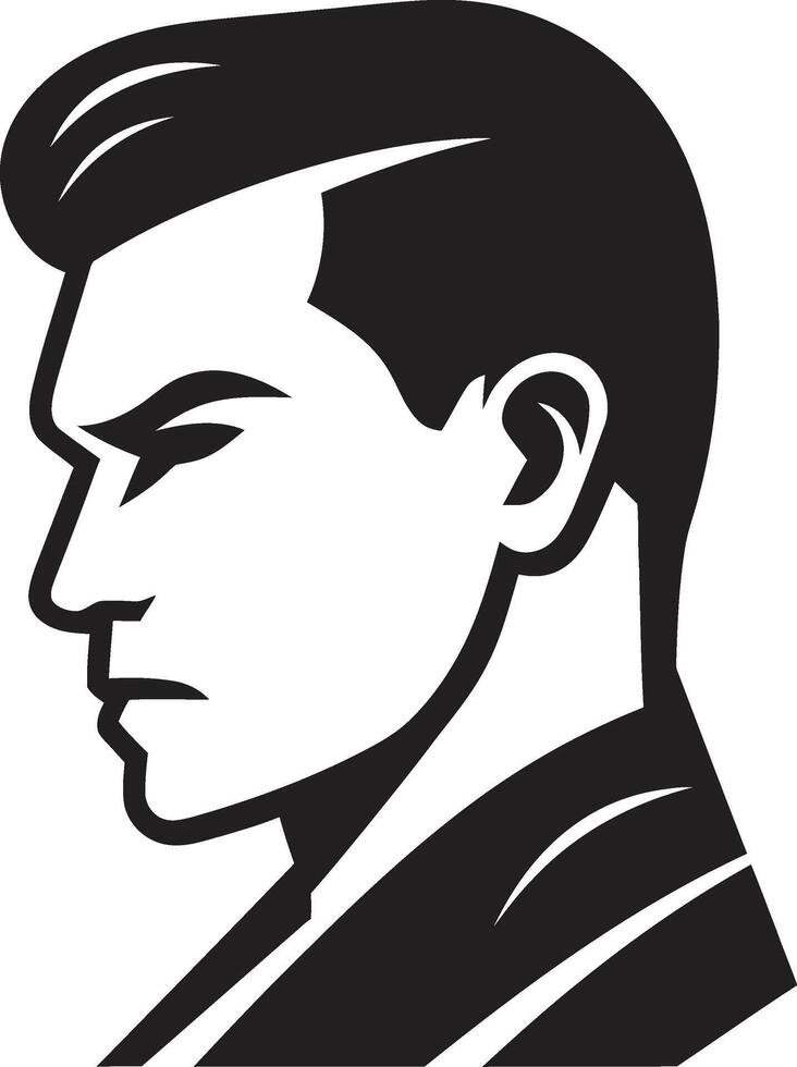 Genteel Gaze Crest Vector Logo for Elegant Male Face Illustration Suave Silhouette Insignia Stylish Male Face Icon with Smooth Lines