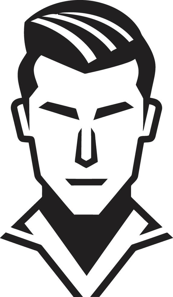 Contemporary Charisma Insignia Male Face Icon in Modern Artistic Form Rugged Resilience Badge Vector Design for Strong Male Face Logo