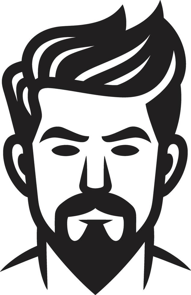 Suave Silhouette Crest Stylish Male Face Icon with Smooth Lines Sculpted Serenity Insignia Vector Design for Calm Male Face Logo