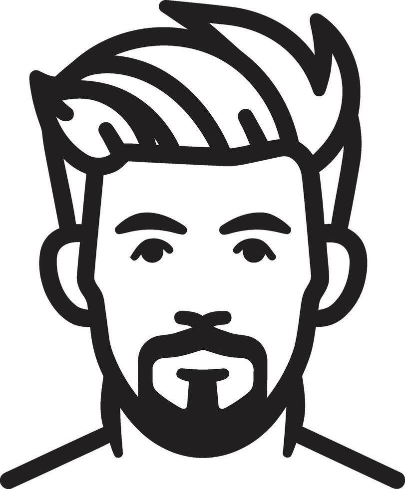 Suave Silhouette Badge Stylish Male Face Icon with Smooth Lines Sculpted Serenity Crest Vector Design for Calm Male Face Logo