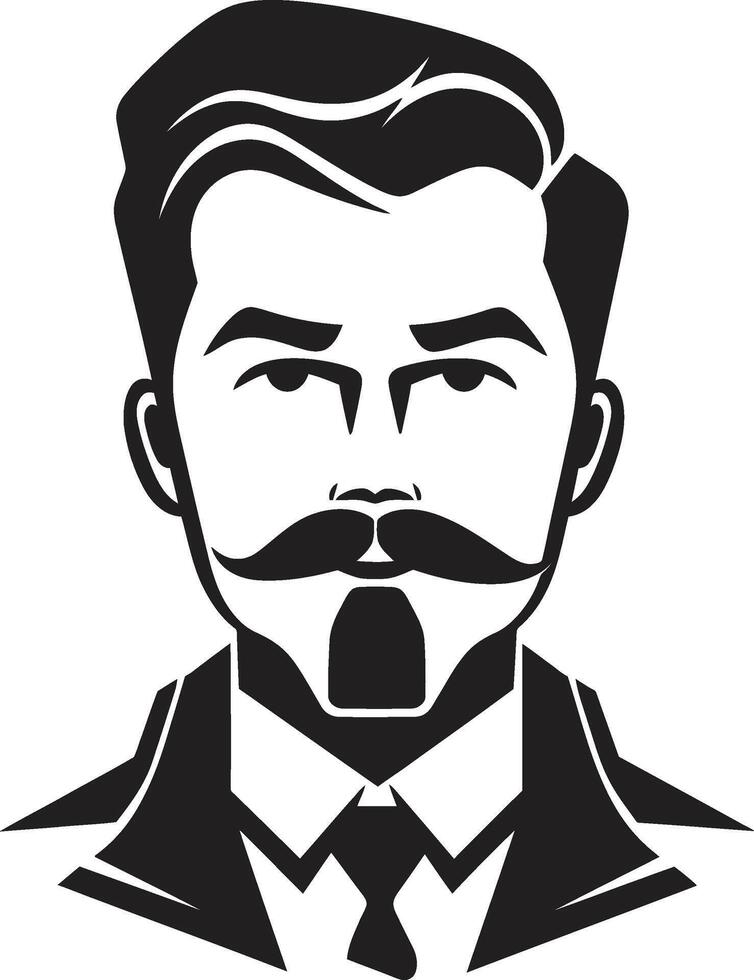 listo perfil Insignia vector logo para agraciado masculino cara ilustración contemporáneo confianza cresta masculino cara icono con negrita presencia