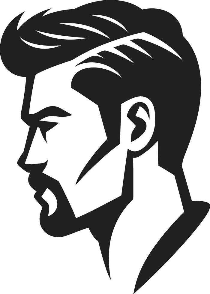 contemporáneo confianza insignias masculino cara icono con negrita presencia cincelado encanto Insignia vector diseño para atractivo masculino cara logo